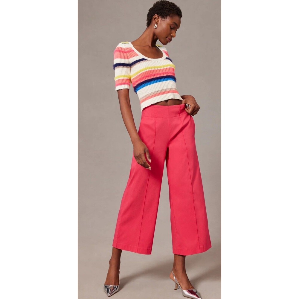 Anthropologie Maeve Women Short-Sleeve City MultiStripe Eyelash Sweater Top Sz S